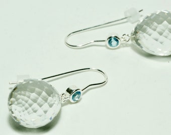 Rock Crystal and Topaz Earrings Silver