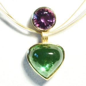 Turmalin Anhänger Gold mit Amethyst