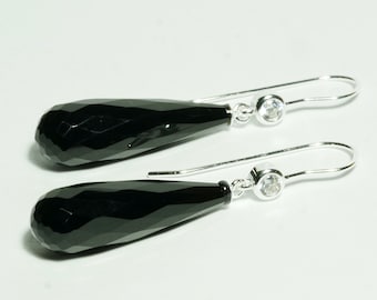 Onyx earrings silver long