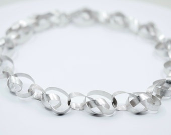 Silver necklace wrapped