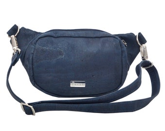 Bauchtasche, Hipbag aus Kork, handgemacht, bauchtasche, korktasche, Nierentasche navy, Reisetasche, multiway bag, geccobag