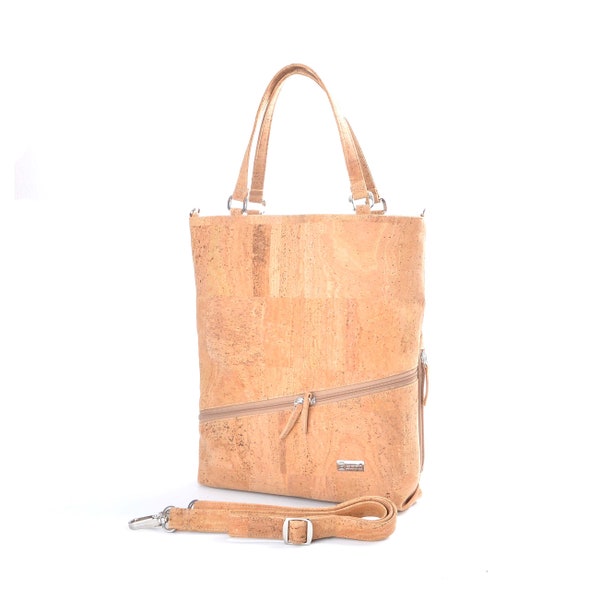 Natural Cork big cross body, vegan leather bag, messenger bag, geccobag, cork handbag, cork tote bag, korktasche