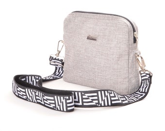 Crossbody gray bag - fabric made from 100% recycled plastic bottles, ecofriendly, veganfriendly, unique outfit, spring wardrobe