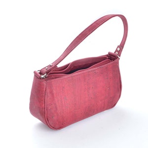 Natürliche Korkhandtasche, vegane Ledertasche, Korktasche, korktasche, rote Tasche, Kirschhandtasche, kleine Korkhandtasche