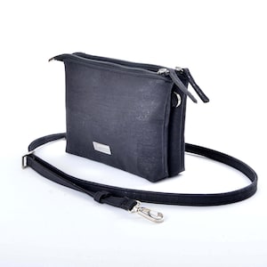 Cuerpo cruzado de corcho natural, mini bolso bandolera, bolso de cuero vegano, bolso mensajero, bolso de corcho, korktasche, embrague de corcho, bolso bandolera negro