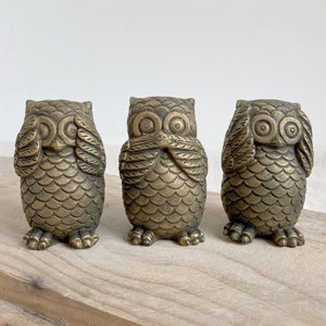 3 pieces Latex mold for concrete plaster resin and more The three wise owls