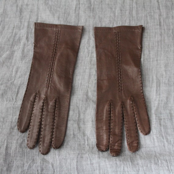 braune Vintage Handschuhe Leder - image 1