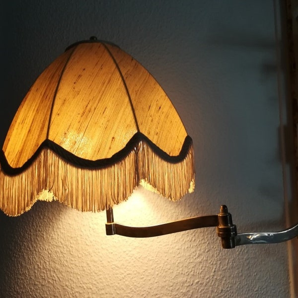 Vintage Lampenschirm beige mit Fransen