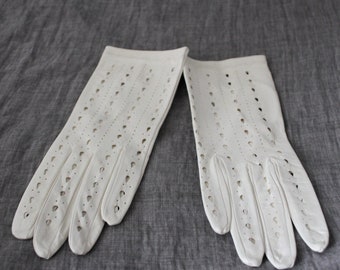 elegante weiße Vintage Handschuhe Leder ungetragen