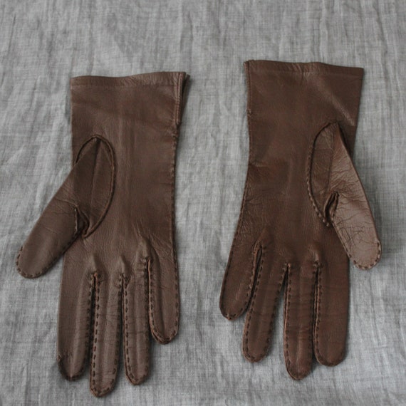braune Vintage Handschuhe Leder - image 4