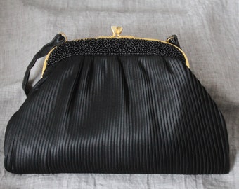 elegante Vintage Handtasche schwarze Seide