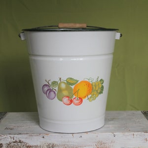 old enamel bucket injection molded fruits