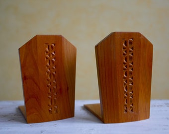 Paar Buchstützen aus Holz VEB Rhönkunst