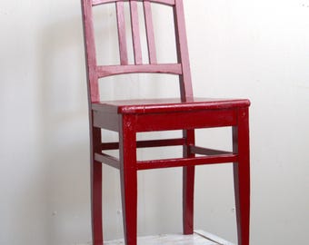 solid pub chair vintage red wooden chair