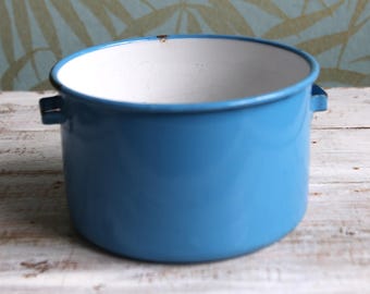 blaue Vintage Emaille Topf Henkelmann