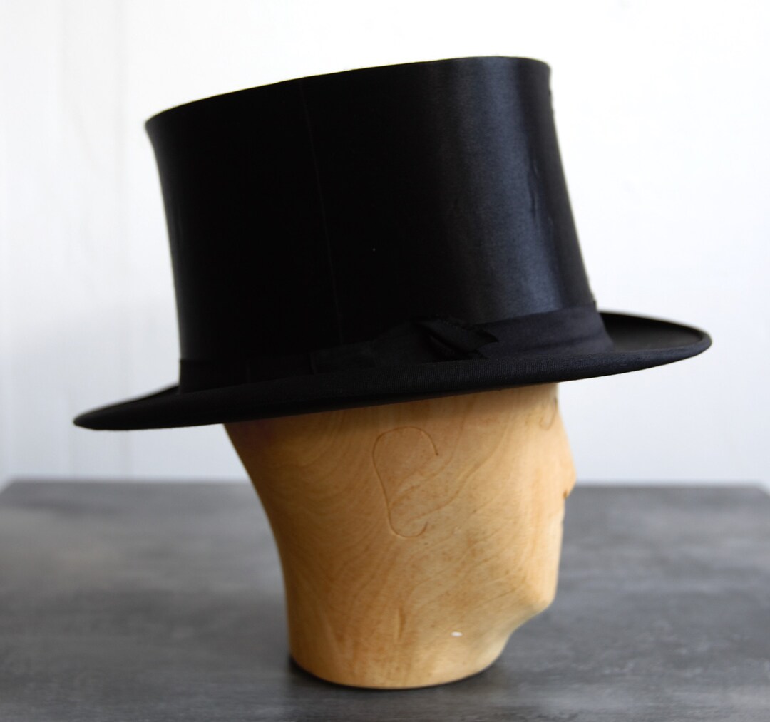 Cappello a cilindro pieghevole Chapeau Claque seta taglia 57 Ateha