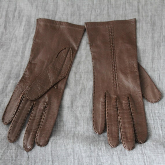 braune Vintage Handschuhe Leder - image 2