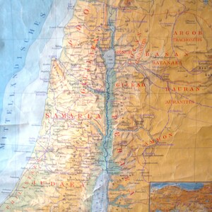 vecchia mappa della Palestina al tempo di Cristo e ai tempi moderni