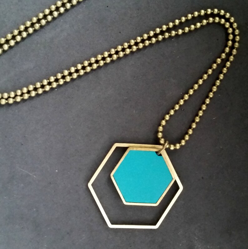 chain honeycomb turquoise green image 2