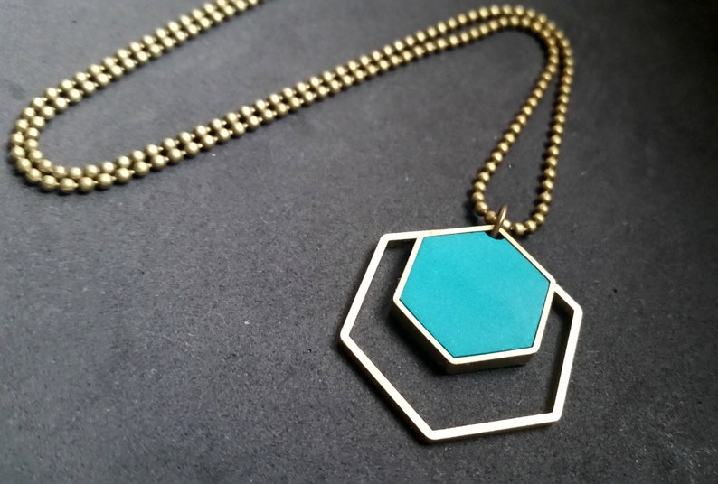 chain honeycomb turquoise green image 1