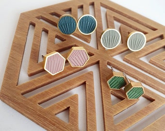 Pendientes de botón estructurados // Acero inoxidable 316L // Pendientes geométricos // Redondos, panal de abeja, cuadrados, triangulares