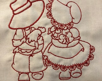 Sunbonnet Flour Sack Dishtowels