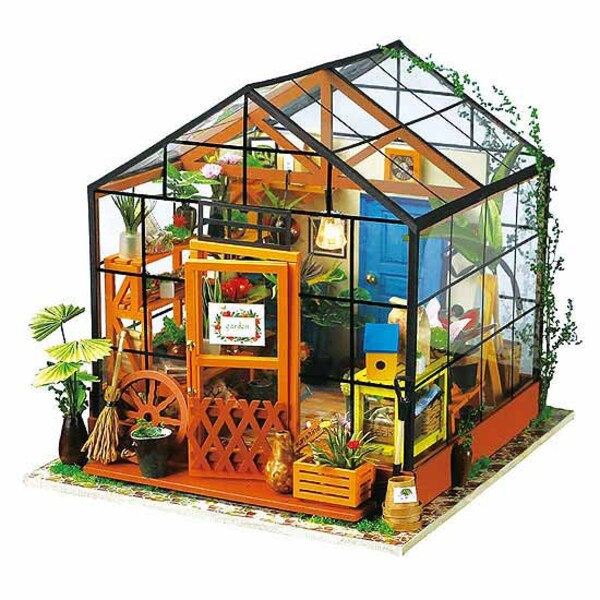 Bauen Sie Ihr eigenes Robotime Cathys Blumenhaus Miniatur Grünes Haus Modell kit - perfekt als Geschenk zu Weihnachten