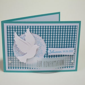 Karte zur Konfirmation / Kommunion / Firmung handgemacht & personalisiert Innentext u. Geldscheinfach optional 5 Farben Bild 5