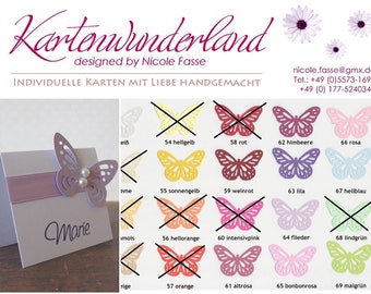 100 Tischkarten für Gläser Schmetterling 10er Set Platzkärtchen Namensschild
