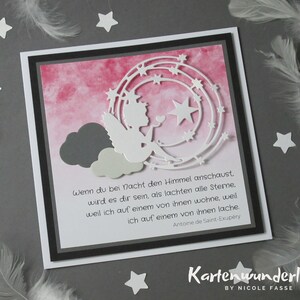 Sternenkind Trauerkarte für Baby oder Kind Handgemachte Trauerkarte Innentext optional rosa oder blauer Himmel Aquarell 761 b Bild 2