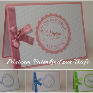 Karte zur TAUFE für das Patenkind | personalisiert | Handgemachte Babykarte | Innentext & Geldfach optional | Glückwunschkarte Taufe