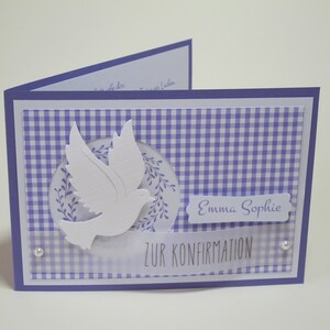 Karte zur Konfirmation / Kommunion / Firmung handgemacht & personalisiert Innentext u. Geldscheinfach optional 5 Farben Bild 6