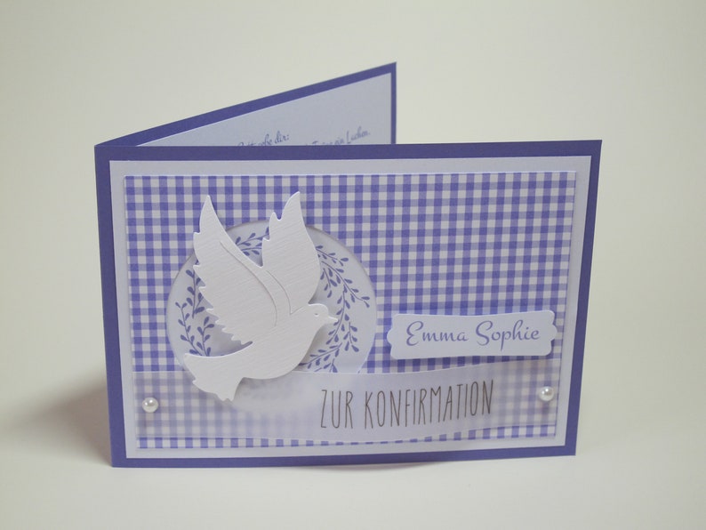 Karte zur Konfirmation / Kommunion / Firmung handgemacht & personalisiert Innentext u. Geldscheinfach optional 5 Farben Bild 6