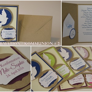 Karte zur Konfirmation / Kommunion / Firmung / Taufe | handgemacht & personalisiert | Innentext u. Geldscheinfach optional | 6 Farben