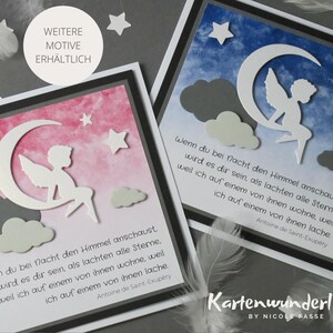 Sternenkind Trauerkarte für Baby oder Kind Handgemachte Trauerkarte Innentext optional rosa oder blauer Himmel Aquarell 761 b Bild 6