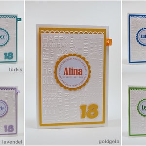 Personalisierte Karte zur Volljährigkeit | 18. Geburtstag | runder Geburtstag | DIN A 5 Format | 5 Farben