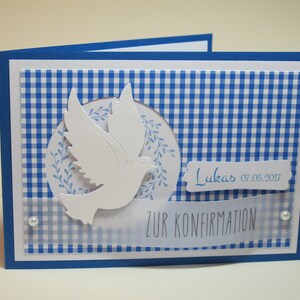 Karte zur Konfirmation / Kommunion / Firmung handgemacht & personalisiert Innentext u. Geldscheinfach optional 5 Farben Bild 9