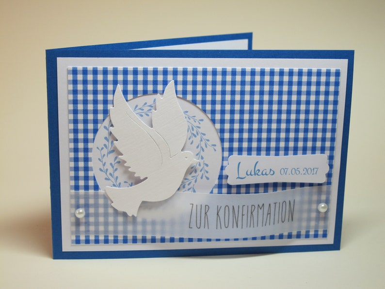 Karte zur Konfirmation / Kommunion / Firmung handgemacht & personalisiert Innentext u. Geldscheinfach optional 5 Farben Bild 9