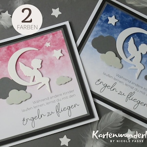 Sternenkind  Trauerkarte für Baby oder Kind | Handgemachte Trauerkarte | Innentext optional | rosa oder blauer Himmel Aquarell | # 763
