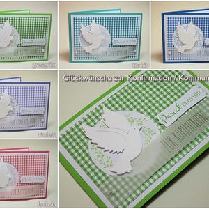 Karte zur Konfirmation / Kommunion / Firmung | handgemacht & personalisiert | Innentext u. Geldscheinfach optional | 5 Farben