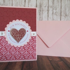 Karte zur Hochzeit | personalisierbar | Handgemachte Karte | Innentext & Geldscheinfach optional | Hochzeit Geldgeschenk | Herz