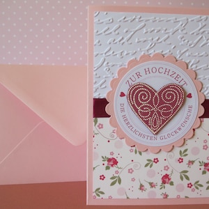 Karte zur Hochzeit | personalisierbar & handgemacht | Innentext u. Geldscheinfach optional