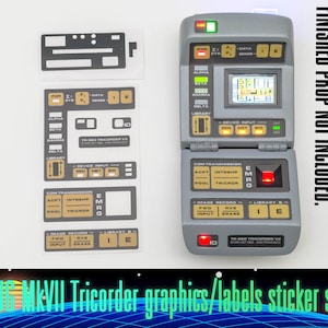 Trek TNG Prop Tricorder Mark VII Labels Grafik Sticker Set für Heftklammer Kit