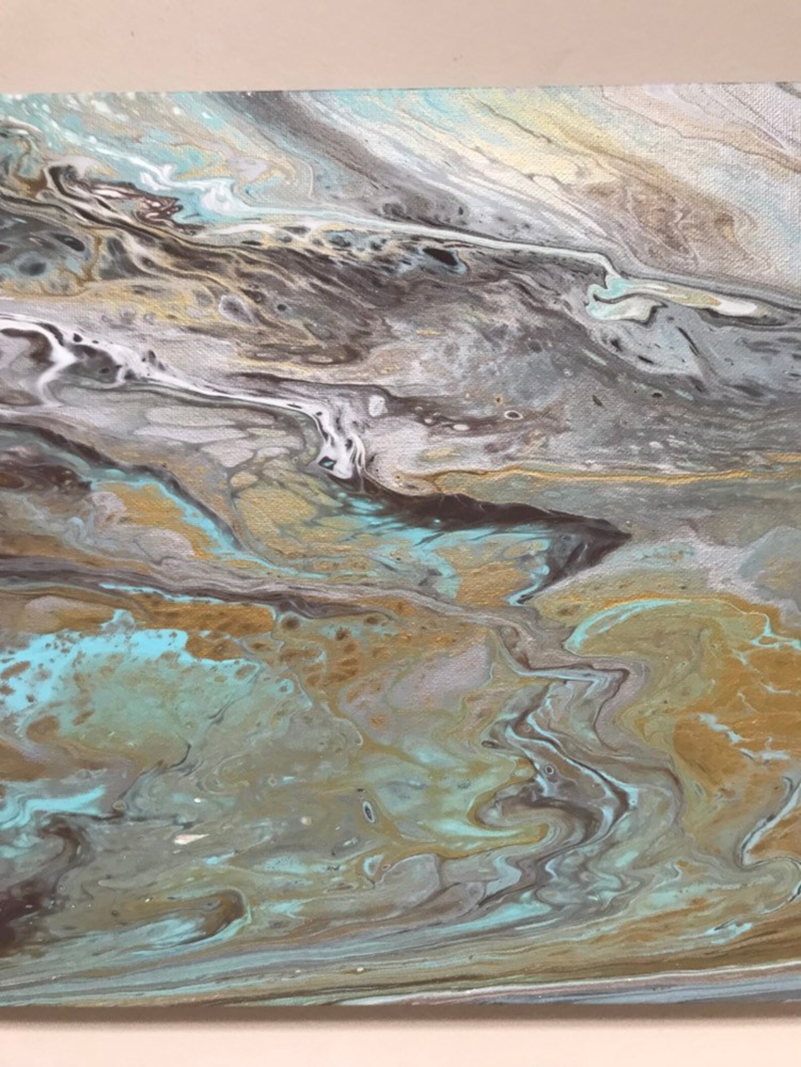 Art Wall Decor Wall Art Original Aqua gold Silver rich | Etsy