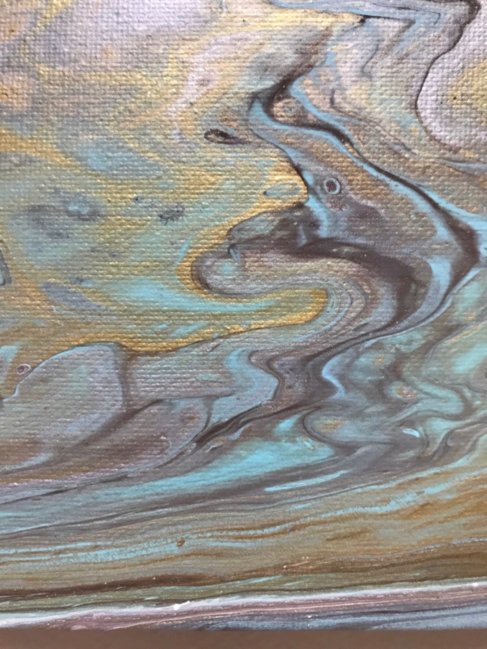 Art Wall Decor Wall Art Original Aqua gold Silver rich | Etsy