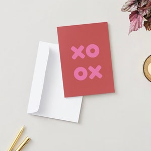 Carte XOXO | Joyeuse Saint-Valentin | Carte de Saint-Valentin | Carte mignonne | carte romantique | Carte imprimable vierge | XOXO | Carte de câlins et de bisous