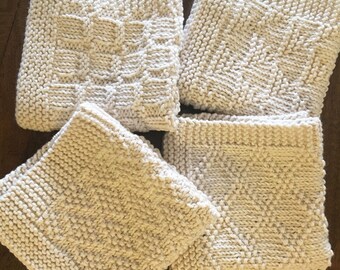 Hand knitted dishcloths, set of 4 - knitting pattern