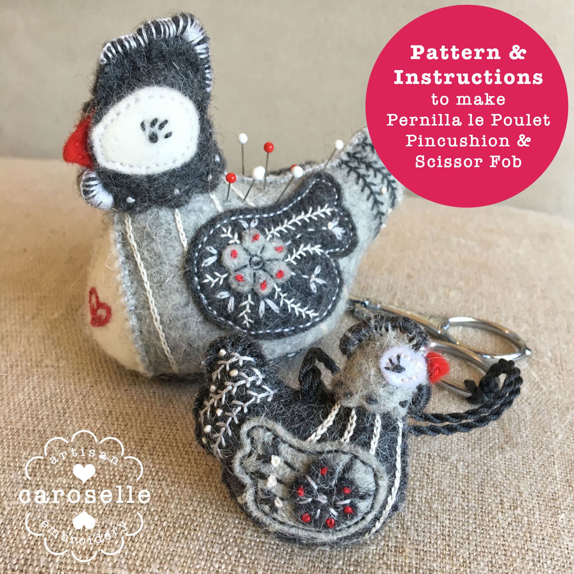 Pernilla le Poulet miniatures - Pattern and Instructions to make Felt…