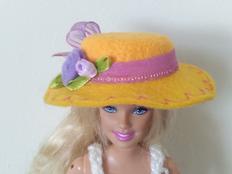 Orange felt hat for Barbie and similar 12inch dolls. OOAK | Etsy