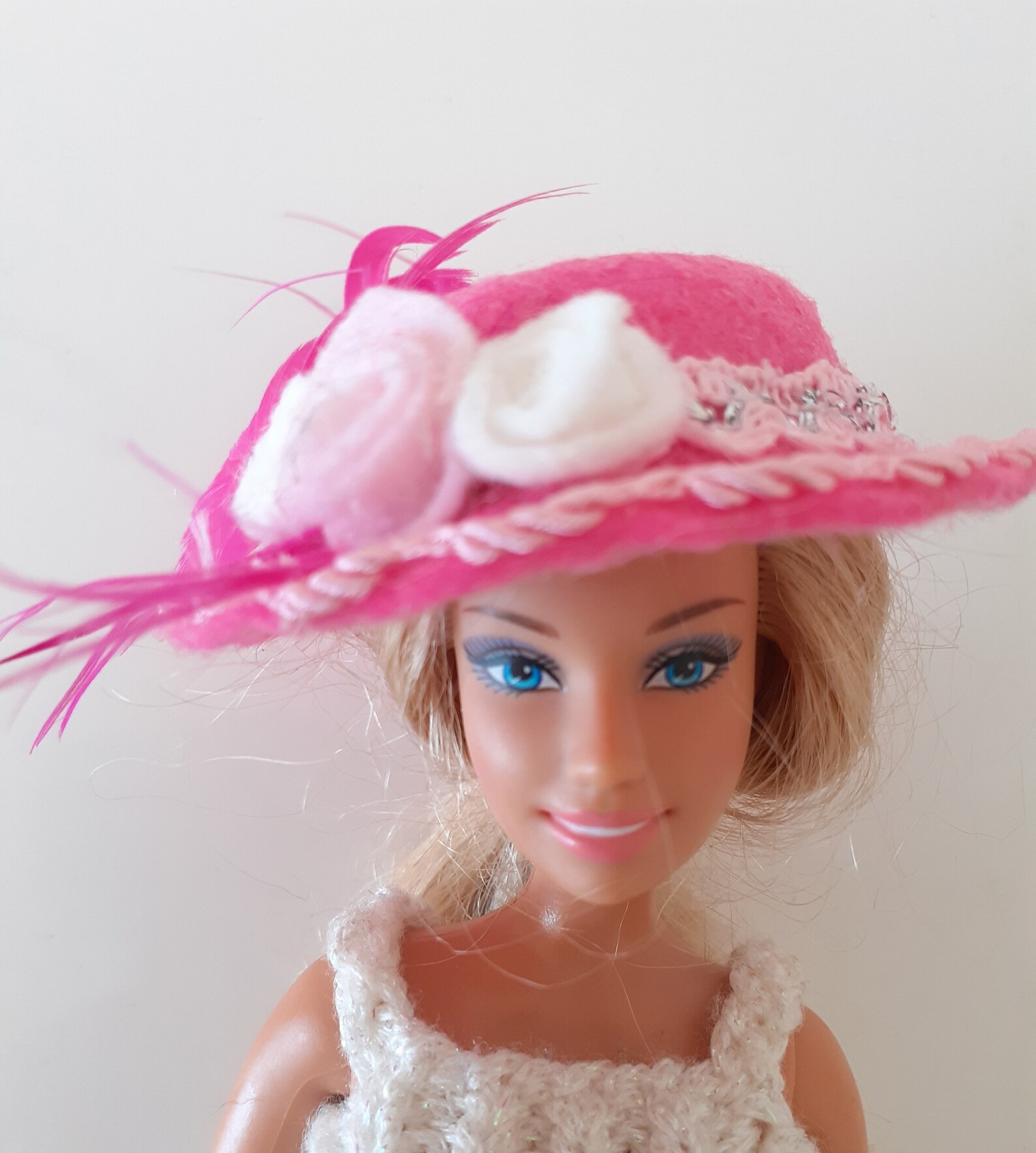 Deep pink felt hat for Barbie and similar dolls. OOAK | Etsy